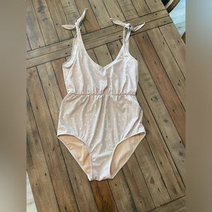 Kortni Jeane Pale Pink One-Piece Swimsuit with White Star Print